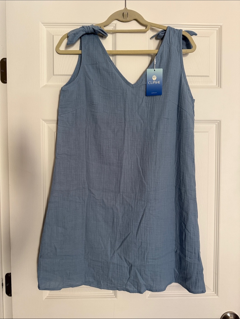 Cupshe Evergreen Serenity Blue Mini Dress Tie-Shoulder